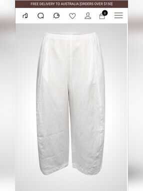 Banana Blue Australia Cropped Wide-Leg 100% Linen Pants - White